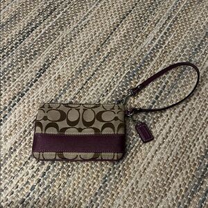 Coach Wristlet with Brown and Purple Design